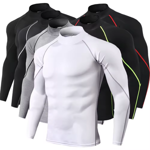 Vêtements de sport de compression thermiques unisexe à manches longues pour hommes, coupe ajustée, séchage rapide, pour la course et la gym - Product Image 1