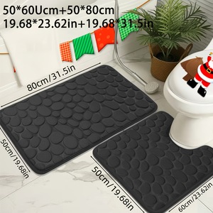 Cangming Bath Mat Set Coral Fleece Absorbent Embossed <b>Pebble</b> Solid Color Modern Simple Bathroom Floor Mat Hand Washable Summer - Product Image 4