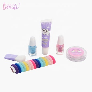 Kit pour filles en plastique lavable, non toxique, écologique, avec sac, vernis à ongles, brillant à lèvres, fard à joues, ensemble de maquillage pour enfants - Product Image 3