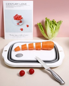 Escurridor de tabla de cortar y picada plegable multifuncional, lavabo de verduras plegable, lavabo de agua - Product Image 3