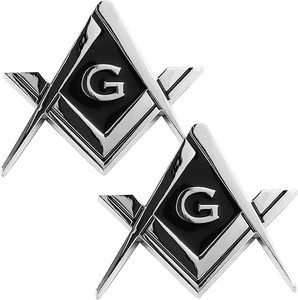 Emblema Massonico Cromato da 2,75 Pollici, Squadra e Compasso Massonici, Decalcomania per Auto, Camion, Moto, Accessori Regalo - Product Image 1