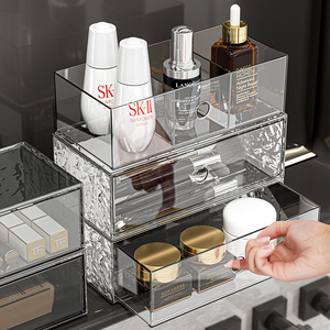 Acrylic Cosmetic <b>Storage</b> Box With <b>Drawers</b> For Bathroom Desktop Makeup Organizer Mirror Cabinet Shelf - Product Image 2