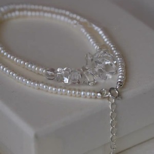 Glacier Series S925 Silver Minimalist Niche Design Versatile White <b>Crystal</b> Natural Freshwater Pearl Necklace - Product Image 3