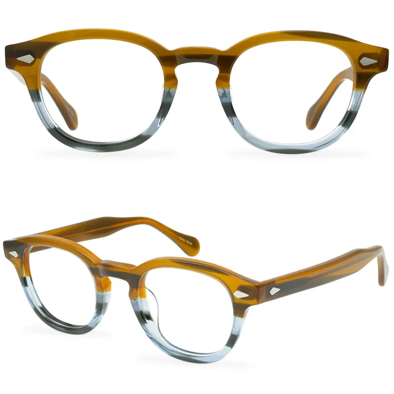 Japanese style acetate glasses frame retro rivet glasses for men and women the same style trendy transparent