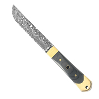 Couteau de survie à lame fixe en acier 5Cr15 à motif Damas avec manche en bois coloré, logo personnalisé OEM/ODM