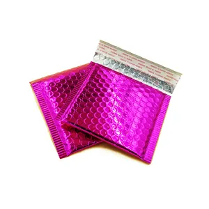 Cina fornitori prezzo di fabbrica all'ingrosso metallico rosa caldo prugna personalizzato poly mailer plastica spedizione bolla mailing bag per tshirt