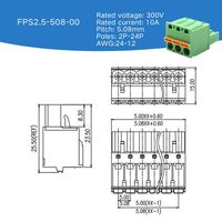 Connecteur de bornier PCB enfichable sans vis AOSI 2EDGKD-5.08mm, pas de broche, droit ou coudé, ensemble mâle et femelle