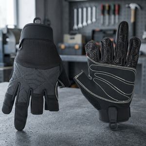 Gants de sport sans doigts en polyester noir antidérapants avec fermeture auto-agrippante unisexe toutes saisons - Product Image 4