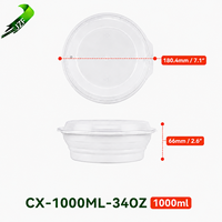 Bols jetables en PP de 34 oz avec couvercle, compatibles micro-ondes, sans BPA, durables, anti-fuite, option logo personnalisé, restaurants, hôtels, maison