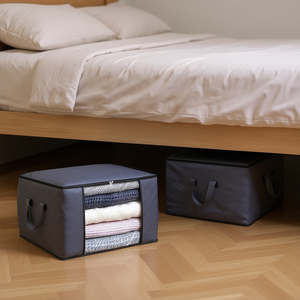 Bolsa de Almacenamiento Plegable para Ropa, Gruesa, Rectangular, Gris, para Debajo de la Cama, Estilo Casual - Product Image 2