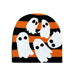 Nouveau Y2K Streetwear Halloween petit diable rayé tricoté Beanie chapeau femmes hommes Hip Hop crâne Bonnet Jacquard bonnets casquette - Product Image 1