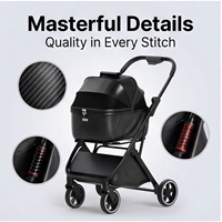 Poussette de transport pour animaux de compagnie légère et moderne en fibre de carbone avec fermeture à bouton, imperméable, respirante, portable et réglable