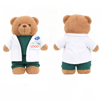 Ours en peluche OEM en gros, uniforme médical, avec coton PP, logo personnalisé, pour médecins et infirmières, poupée douce