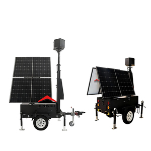 Remorque de surveillance vidéo solaire avec panneaux solaires pliables et rotatifs pour les travaux civils, sécurité 24h/24 et 7j/7 - Product Image 5