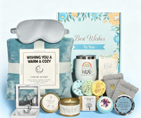 Panier-cadeau de rétablissement rapide, ensemble de luxe avec savon, lingettes, miroir, bombe de bain, bougie, masque pour les yeux, chaussettes et porte-clés
