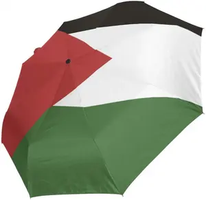 Usine personnalisée 190T pongé tissu pluie pliant Portable drapeau de la Palestine parapluie pour l'extérieur