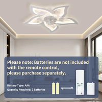 Kipas desain bunga plafon dengan lampu LED pintar, lampu kipas instalasi semi-flush dapat diredupkan untuk ruang tamu kamar tidur dapur