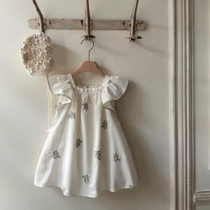 فستان صيفي 2026 من القطن الخالص مطرز بأكمام طائرة للفتيات الصغيرات، فستان أميرة صيفي بأكمام قصيرة - Product Image 2