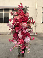 Nouveautés IFG Panneaux de fleurs artificielles en soie rose chaud de 1,5 m de haut pour les événements de mariage, la décoration de la scène et de la toile de fond