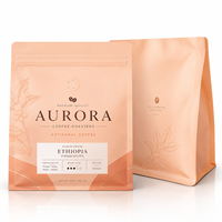 Sachet de café personnalisé en forme de pêche, impression numérique, fond plat, avec valve, emballage haut de gamme pour grains de café artisanaux