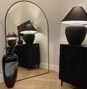 <span class=keywords><strong>Miroir</strong></span> sur Pied Arqué Pleine Longueur avec Cadre Épais, en Alliage, Design Minimaliste, pour la Décoration Intérieure - Product Image 5