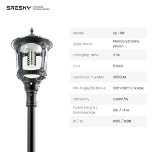 <span class=keywords><strong>Farola</strong></span> Solar <span class=keywords><strong>LED</strong></span> para Exteriores SRESKY, Estilo Retro, 3000LM, IP65 Impermeable - Product Image 3