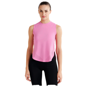 <b>Women's</b> <b>White</b> Sleeveless Yoga <b>Tank</b> <b>Top</b> Crew Neck Asymmetric Breathable Spandex Polyester Fit Regular Solid Style - Product Image 2