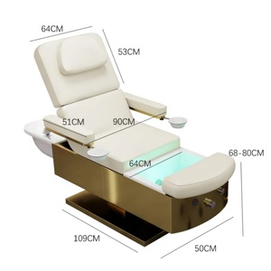 Cama de Champú Dorada de Lujo con 3 Motores para Salón de Belleza y Spa, Cama Facial Eléctrica Moderna para Pestañas, Multifuncional con Baño de Pies y Masaje - Product Image 5