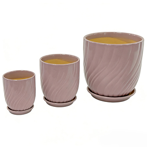Pots à succulentes ronds modernes de 6 pouces en céramique <span class=keywords><strong>rose</strong></span> émaillée écologique avec soucoupe pour centres commerciaux intérieurs - Product Image 3