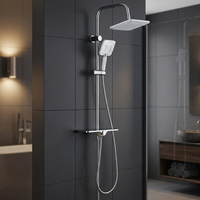 Colonne de douche moderne en acier inoxydable 304 chromé avec pommeau de douche ABS et flexible pour salle de bain