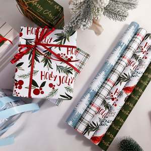High Quality Wholesale 80g <b>Christmas</b> the Checkered Tree <b>Paper</b> Tissue 43*300cm Gift <b>Luxury</b> Custom Packaging <b>Wrapping</b> <b>Paper</b> Roll - Product Image 5