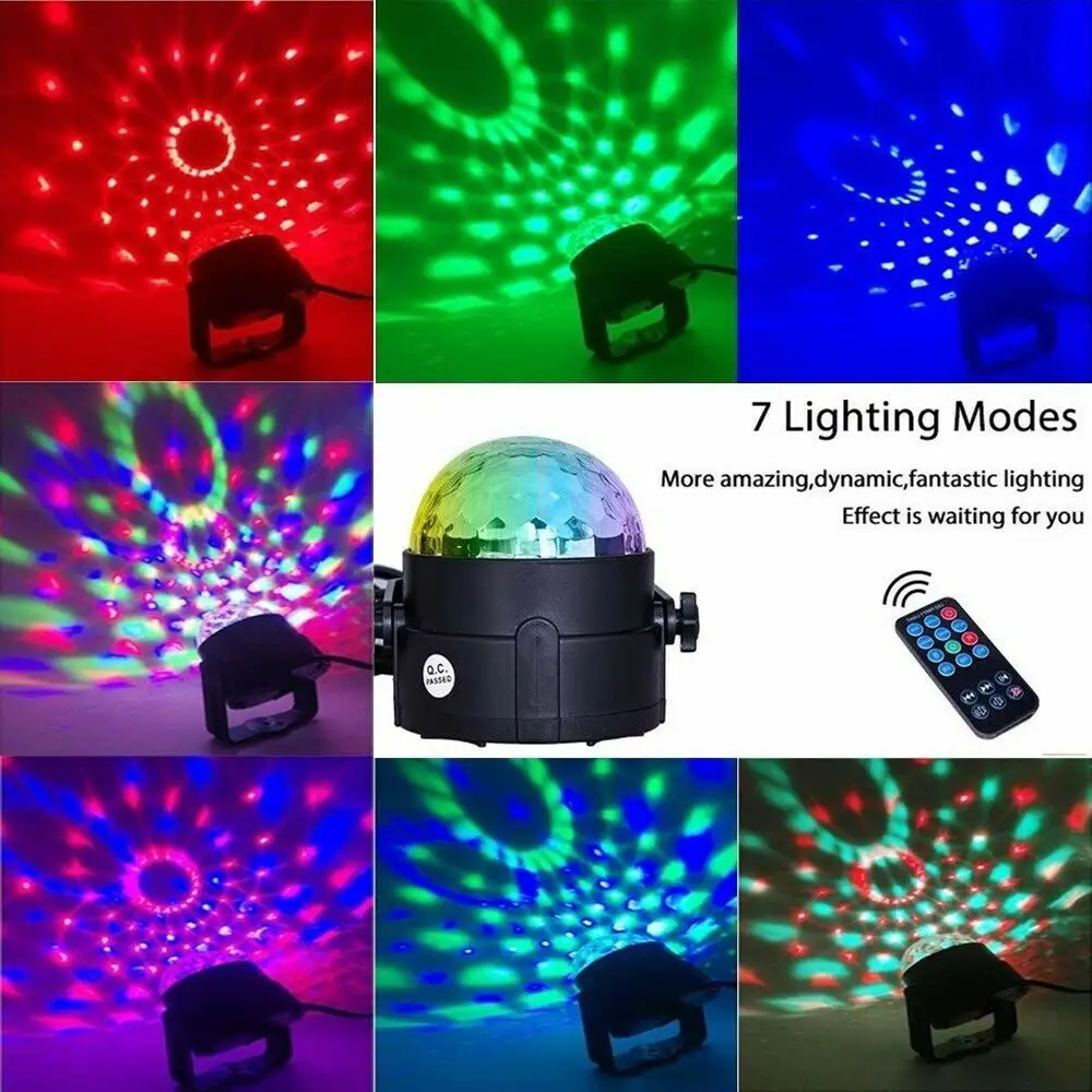 Disco Party Light Strobe DJ Ball Laser Projector LED Stage Lights Sound Activated Bulb Dance Lamp With Remote Controller