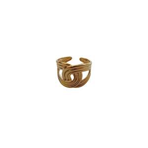 Fashion <b>Rings</b> Modern Geometric PVD <b>Gold</b> Plated 316L Stainless Steel Sustainable Resistant Unisex Design - Product Image 1