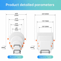 Plafonnier LED Rond Ultra Fin Sans Cadre 2cm 9W 18W 24W 36W Encastré 180° Direct Usine °   Lampe d'éclairage pour la maison