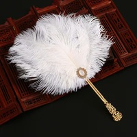 Nuevo hermoso abanico de pelo de avestruz estilo antiguo ropa Han abanico decorativo de plumas de hadas Cheongsam abanico de baile de pasarela