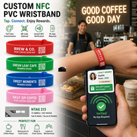 Bracelet NFC RFID en PVC personnalisé pour programme de fidélité de café, récompenses pour les membres, engagement client avec impression de logo