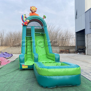Tobogán inflable de PVC comercial <span class=keywords><strong>toboganes</strong></span> de piscina verde <span class=keywords><strong>toboganes</strong></span> de Mono <span class=keywords><strong>león</strong></span> de la selva para alquiler de fiestas - Product Image 3
