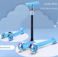 Patinete Infantil de 3 Ruedas con Luces, Patinete para Niños de 2 a 12 Años, Altura Ajustable, Plegable