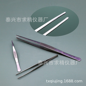 Stainless Steel Toothed Tweezers Round Tip Straight Curved 12.5 14 16 18 20 25 30cm Laboratory <b>Physics</b> Teaching Instruments - Product Image 4