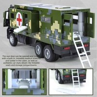Camion Jouet Ambulance Militaire Médicale Éducatif, Modèle de Voiture en Alliage Moulé sous Pression à Tirer en Arrière, Son et Lumière, Cadeaux pour Enfants, Échelle 1:24