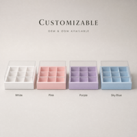 Boîte cadeau en chocolat de qualité supérieure avec couvercle transparent en PET, compartiment, ruban doré, papier rigide imprimé sur mesure pour desserts et pâtisseries