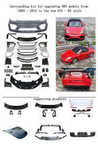 Accessoires de pièce de réglage automatique Facelift pour <span class=keywords><strong>Porsche</strong></span> <span class=keywords><strong>718</strong></span> 987.2 2005-2012 Boxster mis à niveau vers le Kit de carrosserie <span class=keywords><strong>GT4RS</strong></span> capot lèvre avant arrière - Product Image 3