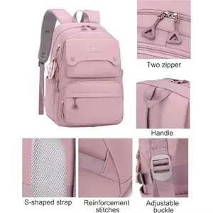DZ Large Capacity Unisex Fashion Nylon <b>Backpack</b> Zipper Closure Waterproof Polyester Lining Arcuate Shoulder <b>Strap</b> Day Students - Product Image 4