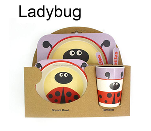 TRESUN 5 pièces Standard de <span class=keywords><strong>Nourriture</strong></span> pour Enfants En Fiber De Bambou À Manger Assiette Bol Ensemble - Product Image 4