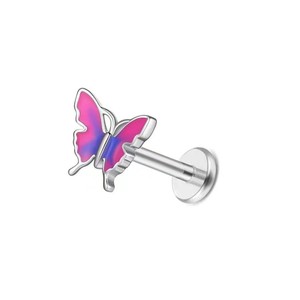 Pendientes de clip de Nariz de mariposa de acero inoxidable <span class=keywords><strong>en</strong></span> forma de C Pendientes de anillo de pecho de labios coloridos Piercing para el cuerpo Joyería para el ombligo - Product Image 6