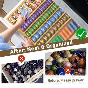 Caja de almacenamiento extensible de bambú con compartimentos para cápsulas de café, bolsitas de té, bolsitas de azúcar, organizador de escritorio con diseño deslizante - Product Image 1