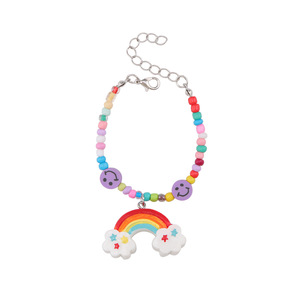 Collar con colgante de arcoíris con cuentas de cara sonriente, amuleto de dibujos animados, regalo de joyería para niños y niñas - Product Image 5