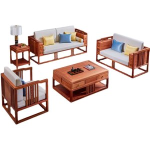 Muebles de Salón de Madera Maciza de Redwood Dorado Estilo Chino Nuevo, Combinación de Almacenamiento de Doble Uso para Invierno y Verano Syl-0025 - Product Image 4