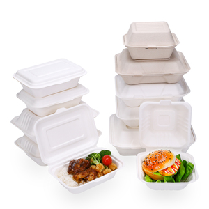 8'' 9'' Biodegradable Disposable Bagasse Clamshell Bagasse Sugarcane Menu Box Sugar Cane de Azucar