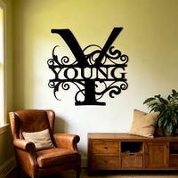 Décoration murale personnalisée en métal avec nom de famille, lettres alphabétiques en métal Y pour la décoration du salon à la maison